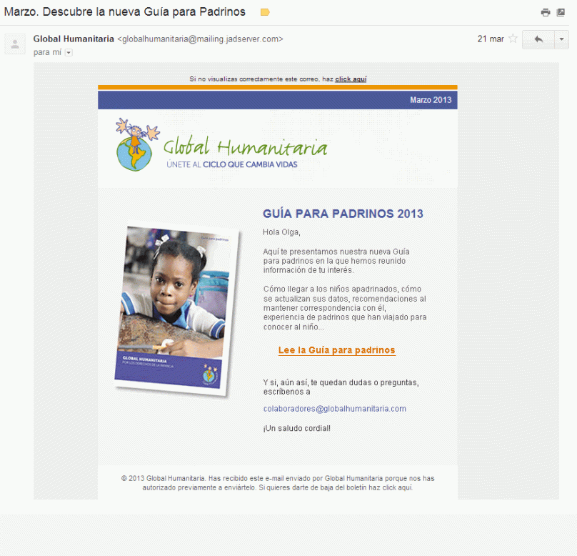 Email con llamada a la acción Email con llamada a la acción